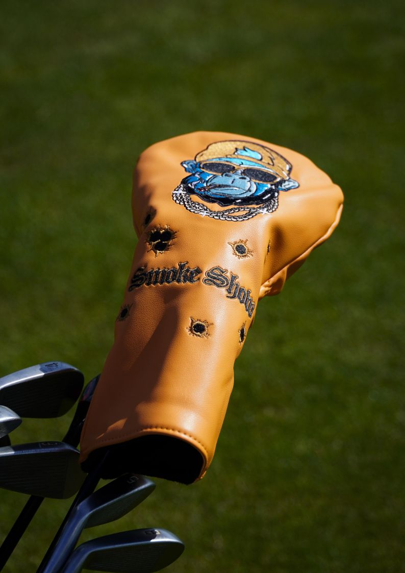 Orange golf headcover with gorilla design