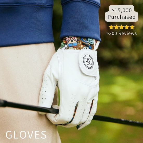 Golfer holding club wearing cool golf glove