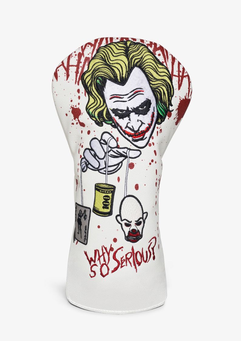 white golf headcover with joker design