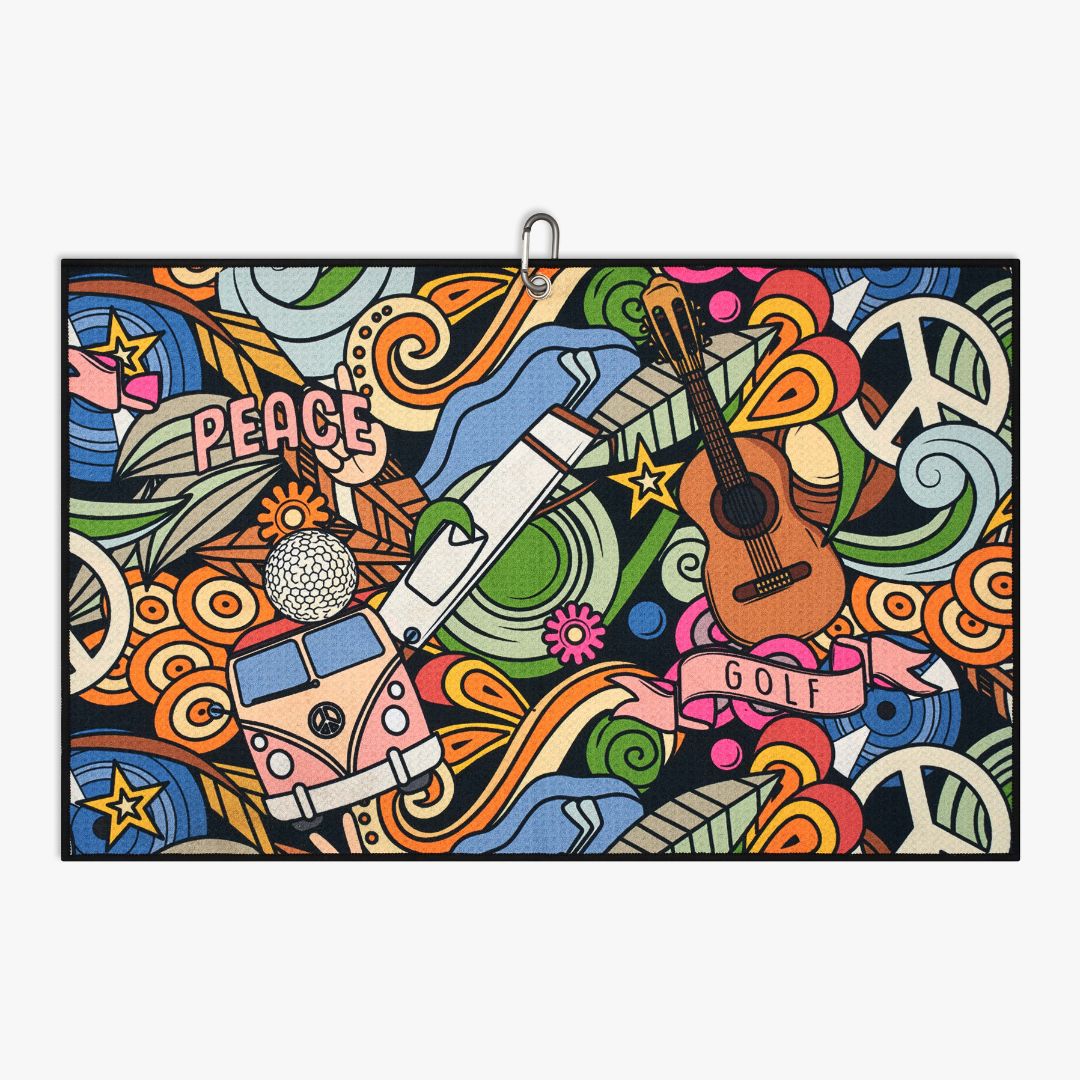 Peace & Golf Towel on bag
