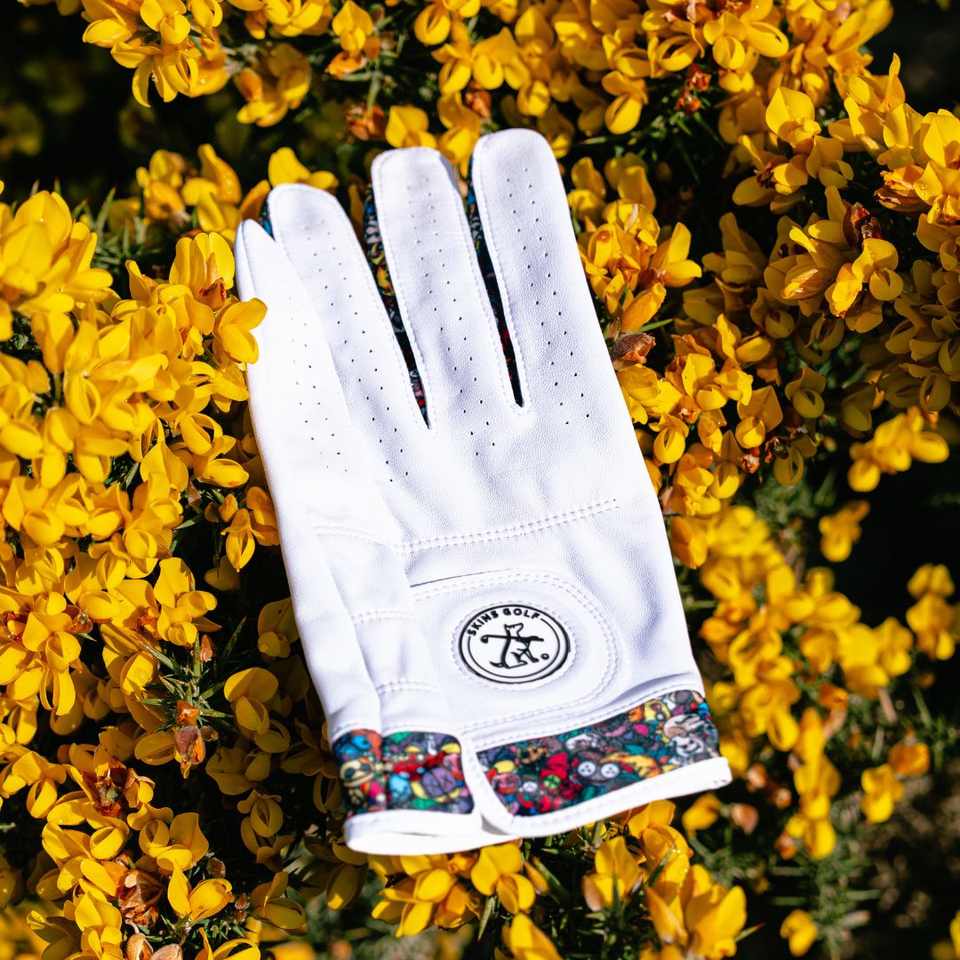 Golf glove in yellow flowers