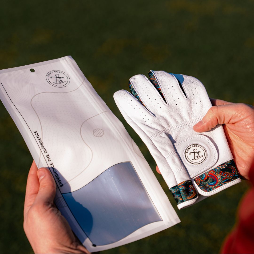 white golf glove in pouch