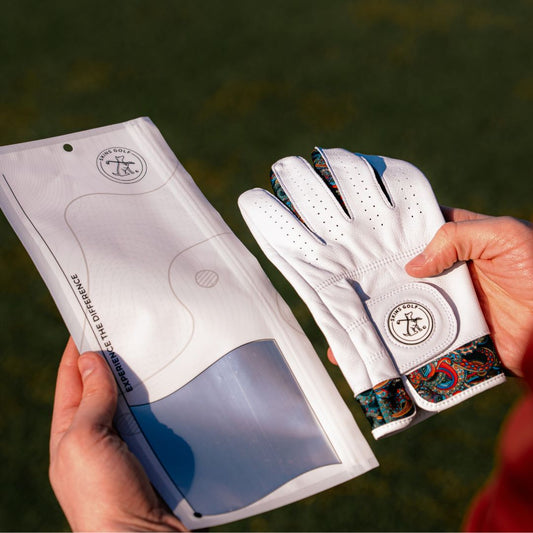 white golf glove in pouch
