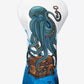 Decorative golf headcover with an octopus and treasure chest design on a white background