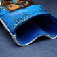Close-up of a blue golf headcover on a dark blue background