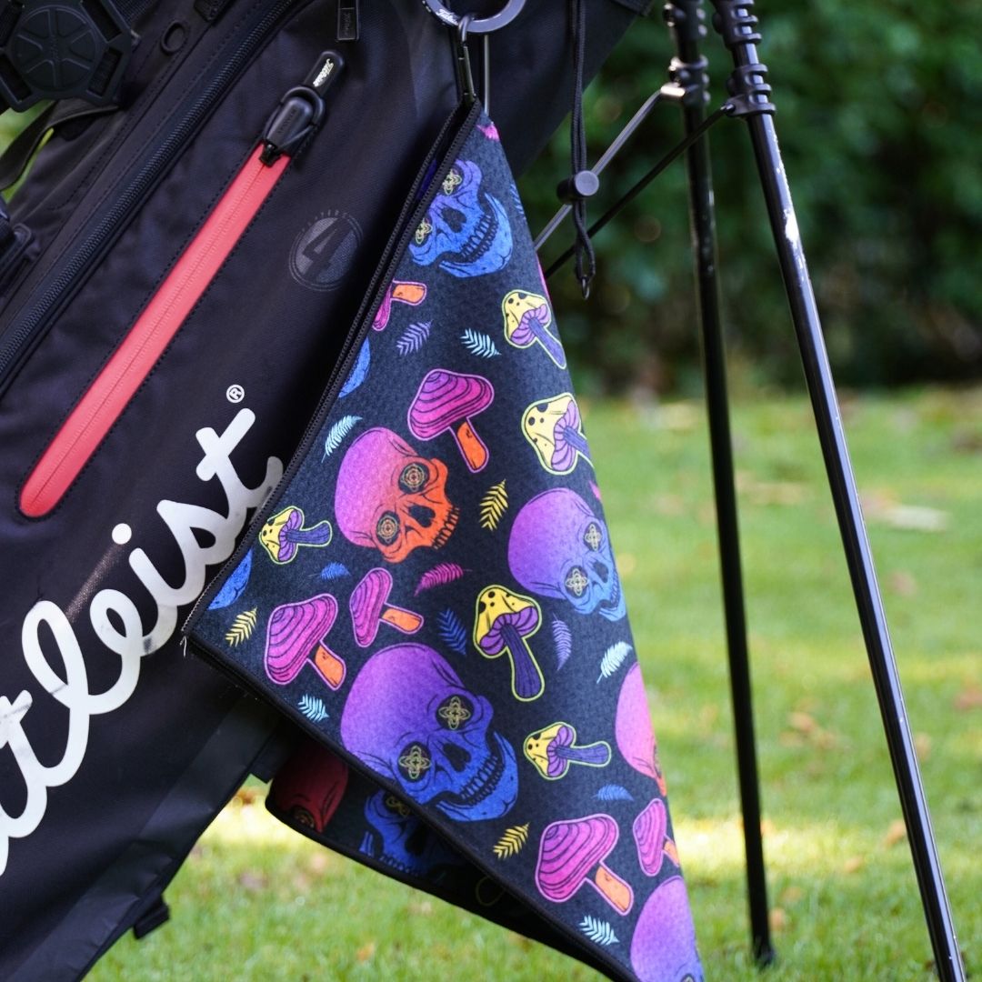 cool golf towel with skulls design