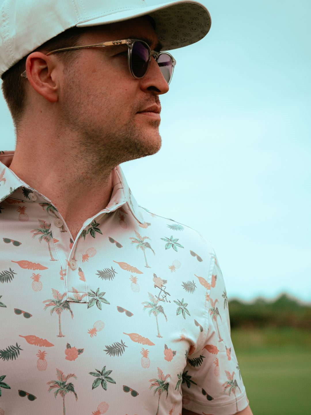 golfer in tropical polo