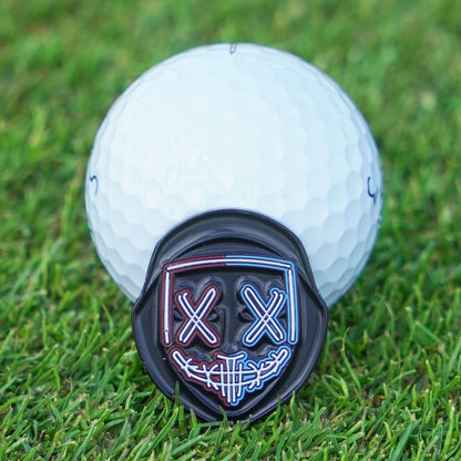 Ball marker with DJ mask design