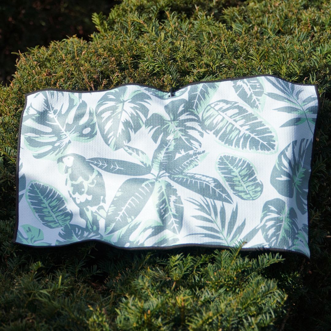 Golf towel on a bush