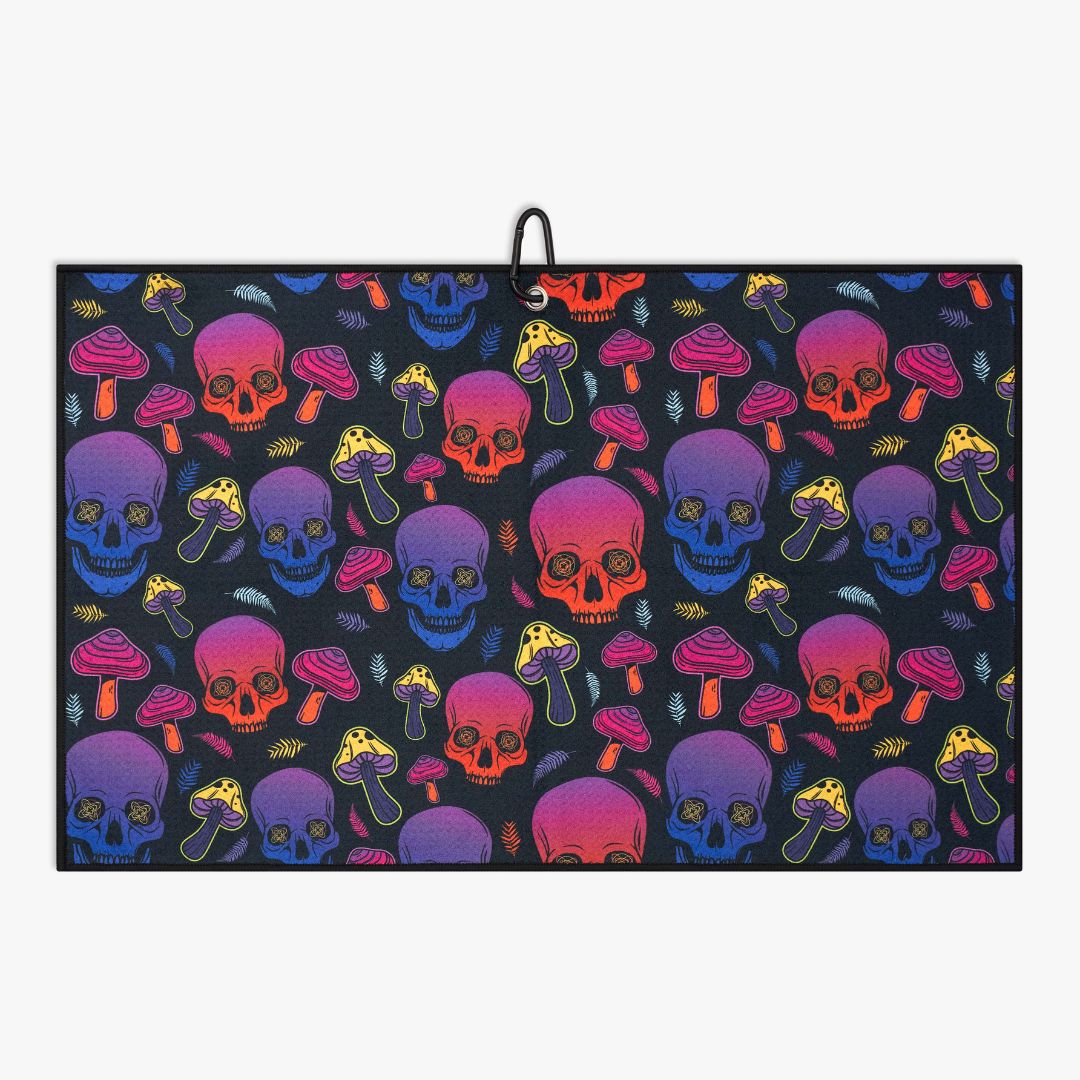 Golf towel with colourful skulls