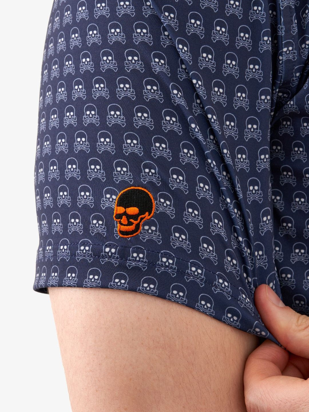 Skull golf polo with embroidery on sleeve