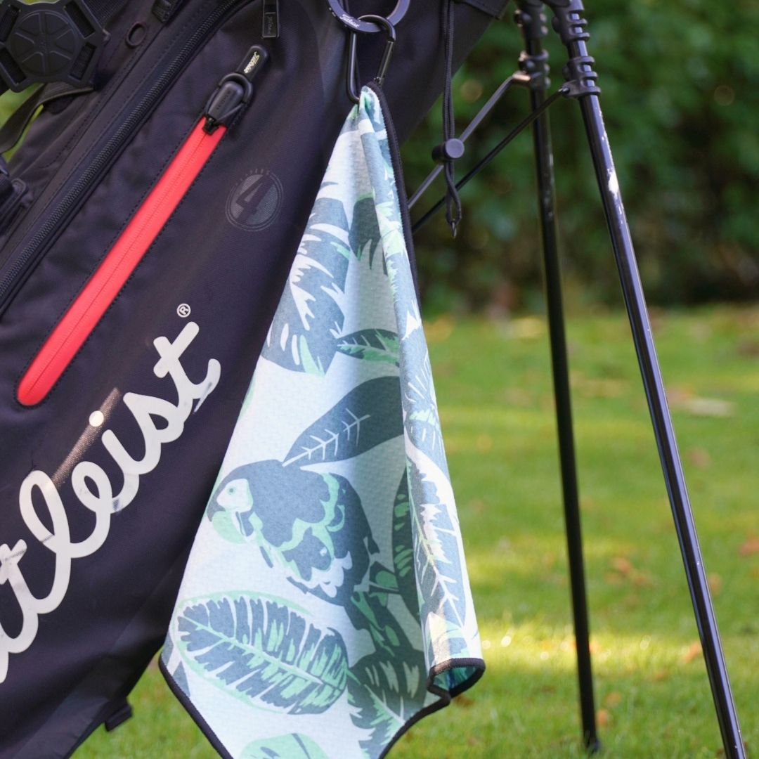 Golf towel with botanical pattern
