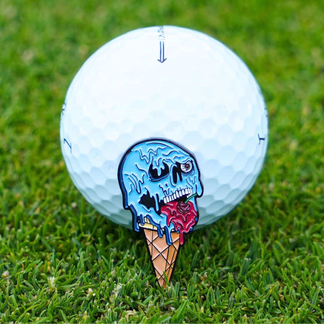Ice cream skull designed golf ball marker