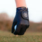 Navy Golf glove on a golf ball with a blurred background