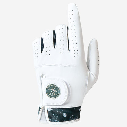 white golf glove with casino pattern