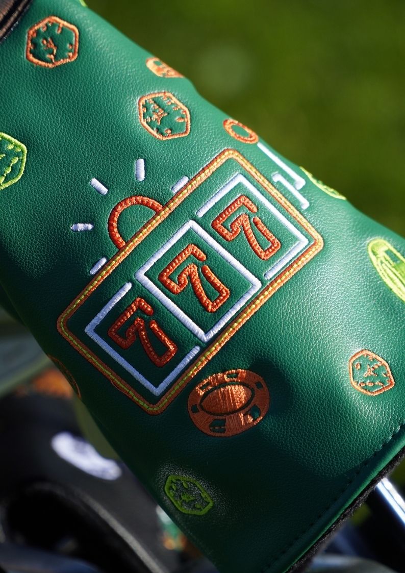 Leather driver headcover with casino design