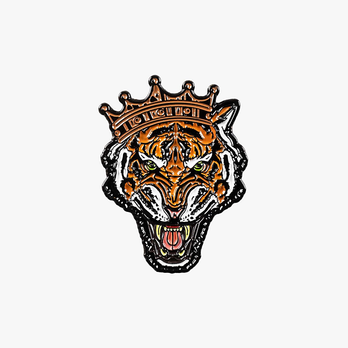 Golf ball marker with tiger and crown design