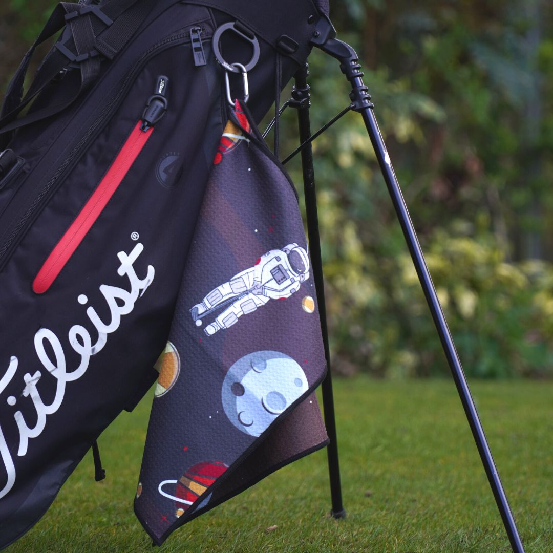 Cool golf towel with space design