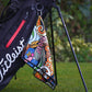 Cool golf towel with hippie design