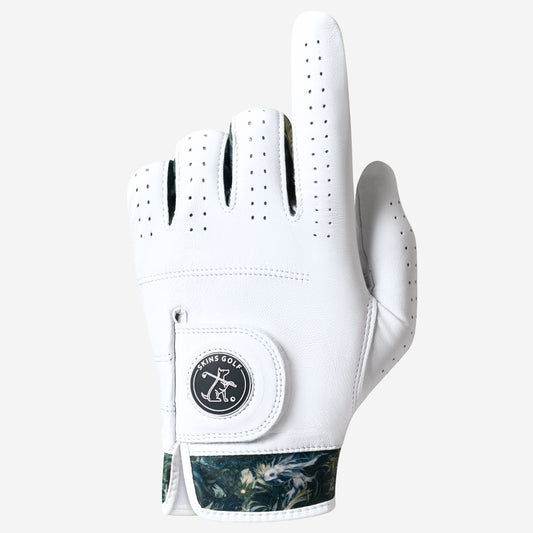 golf glove with sea creatures design on wrist