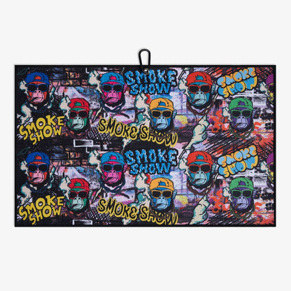golf towel flat lay with graffiti design