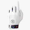 Cool leather golf glove with colourful skull design