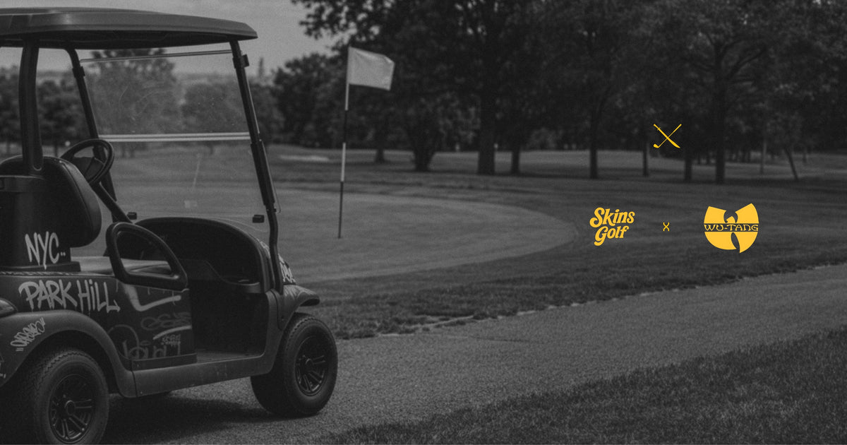 Golf cart with Wu-Tang Clan and Skins Golf logos