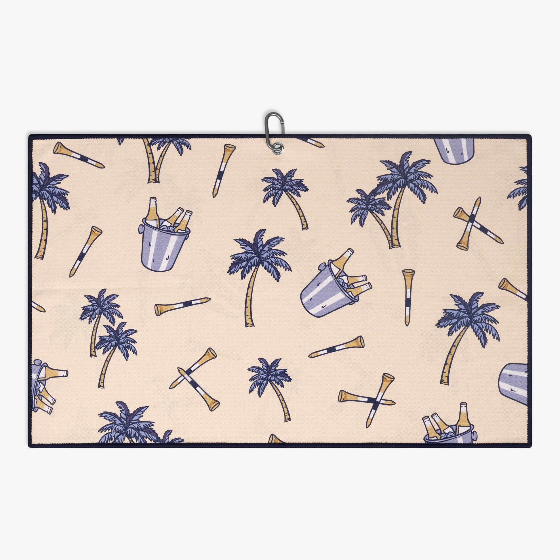 Golf towel with beers and palm tree prints