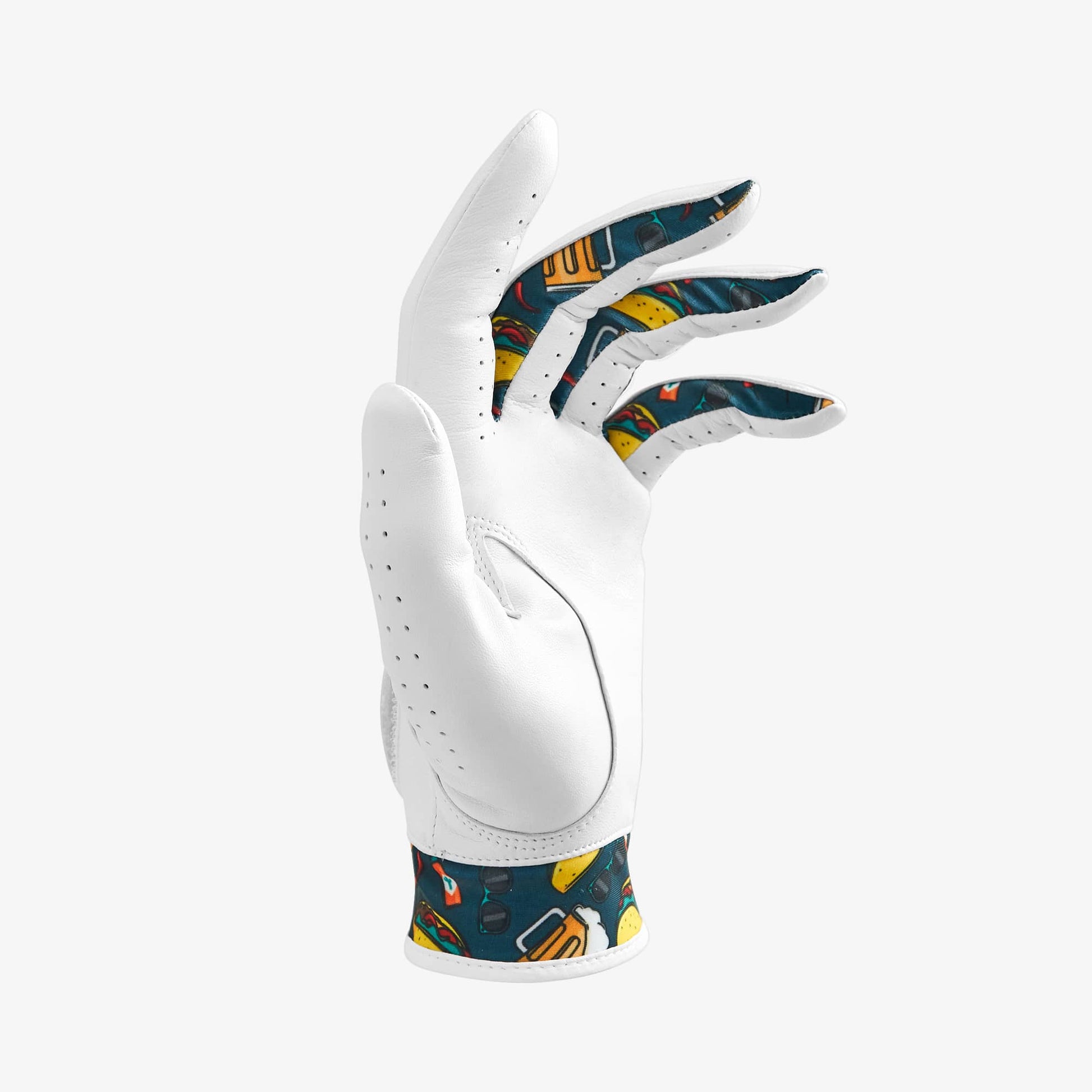 Fun golf glove with tacos design